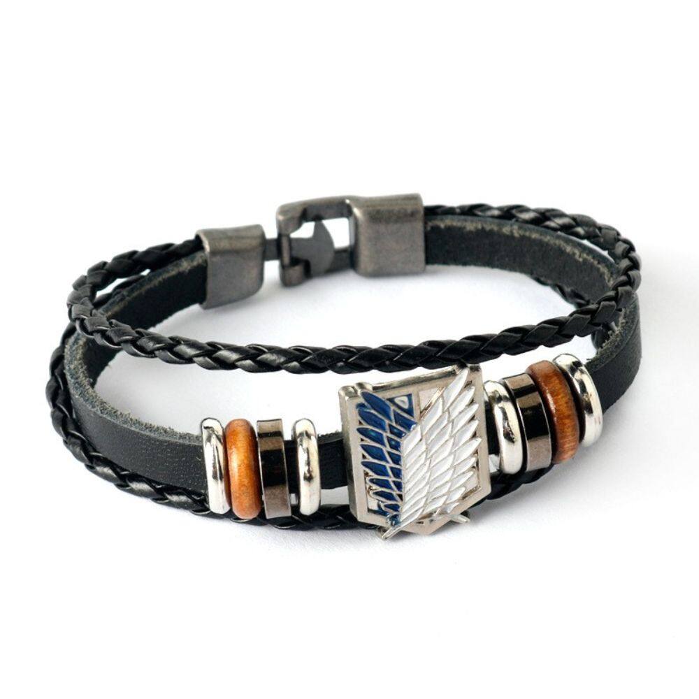 Combined Mens Bracelet İn Dark Blue-Brown Steel And Leather With Double  Straw Design Bracelet Tesbihane