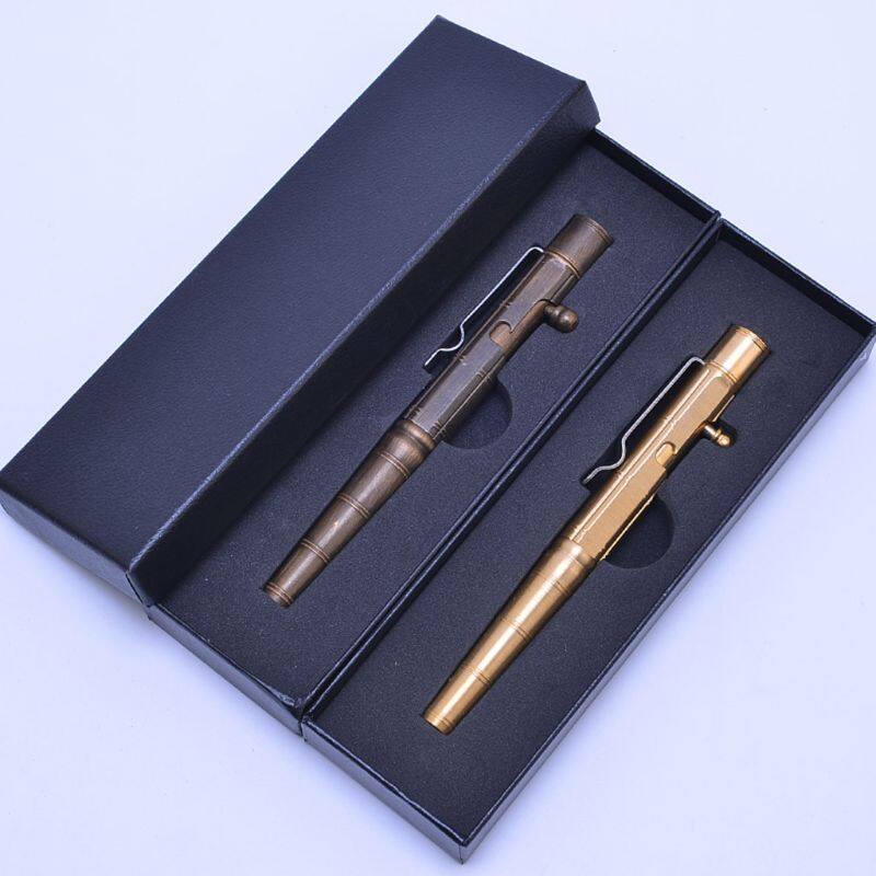 Solid Brass Gel Ink Pen Retro Bamboo Node Bolt Action Writing Tool School Office Stationery Supply