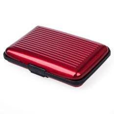 Business Id Credit Card Holder Wallet Aluminum Metal Case Box-Red
