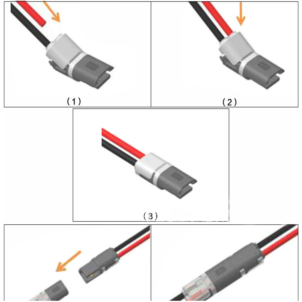 10Pcs Type H 12V Wire Cable Plug Connector Solderless Strip Terminal Connection Clamp Block Terminals for LEDs Car Auto