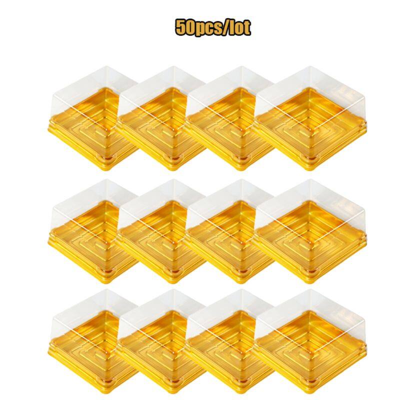 50 Pcs Mini Square Moon Cake Container Trays Packaging Box Holder Wedding Party Favor Boxes 50g Mooncake Egg-Yolk Box
