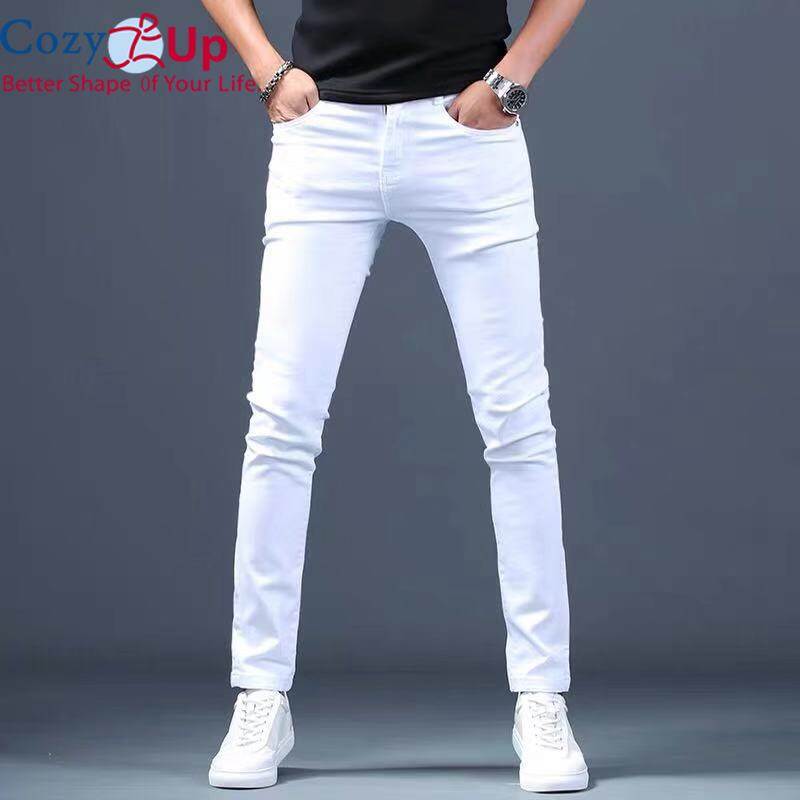 Cozy Up Stylish Jeans Men Slim Casual Solid Color Zipper Access Control Tapered