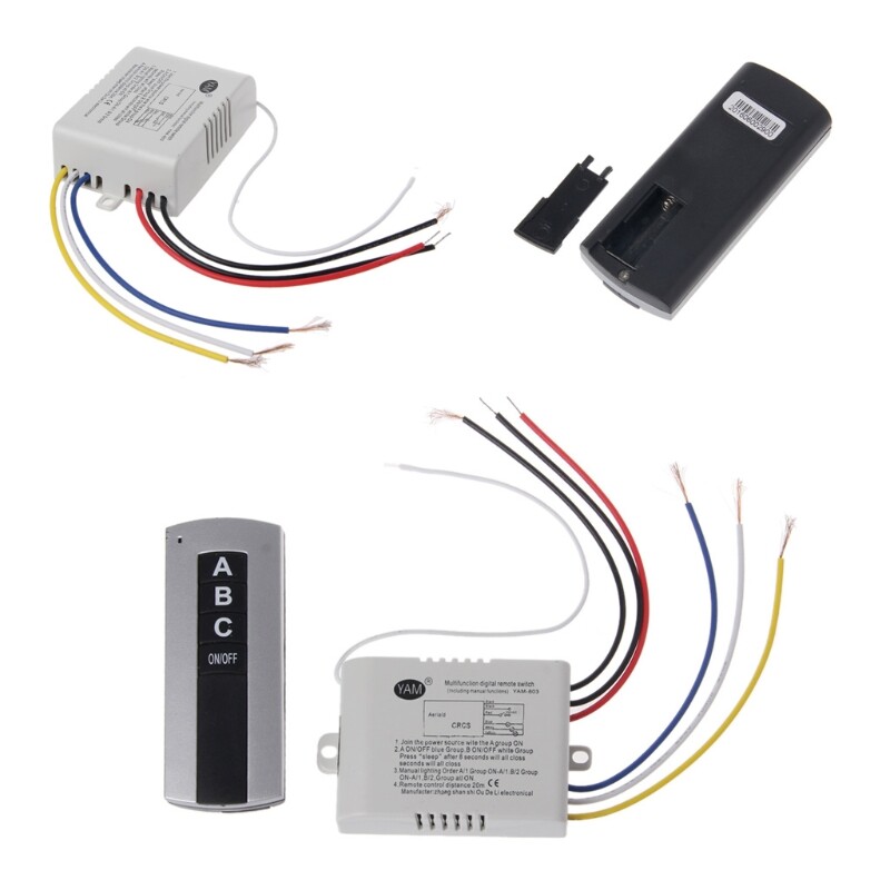 Wireless 3 Channel ON/OFF Lamp Remote Control Switch Receiver Transmitter
