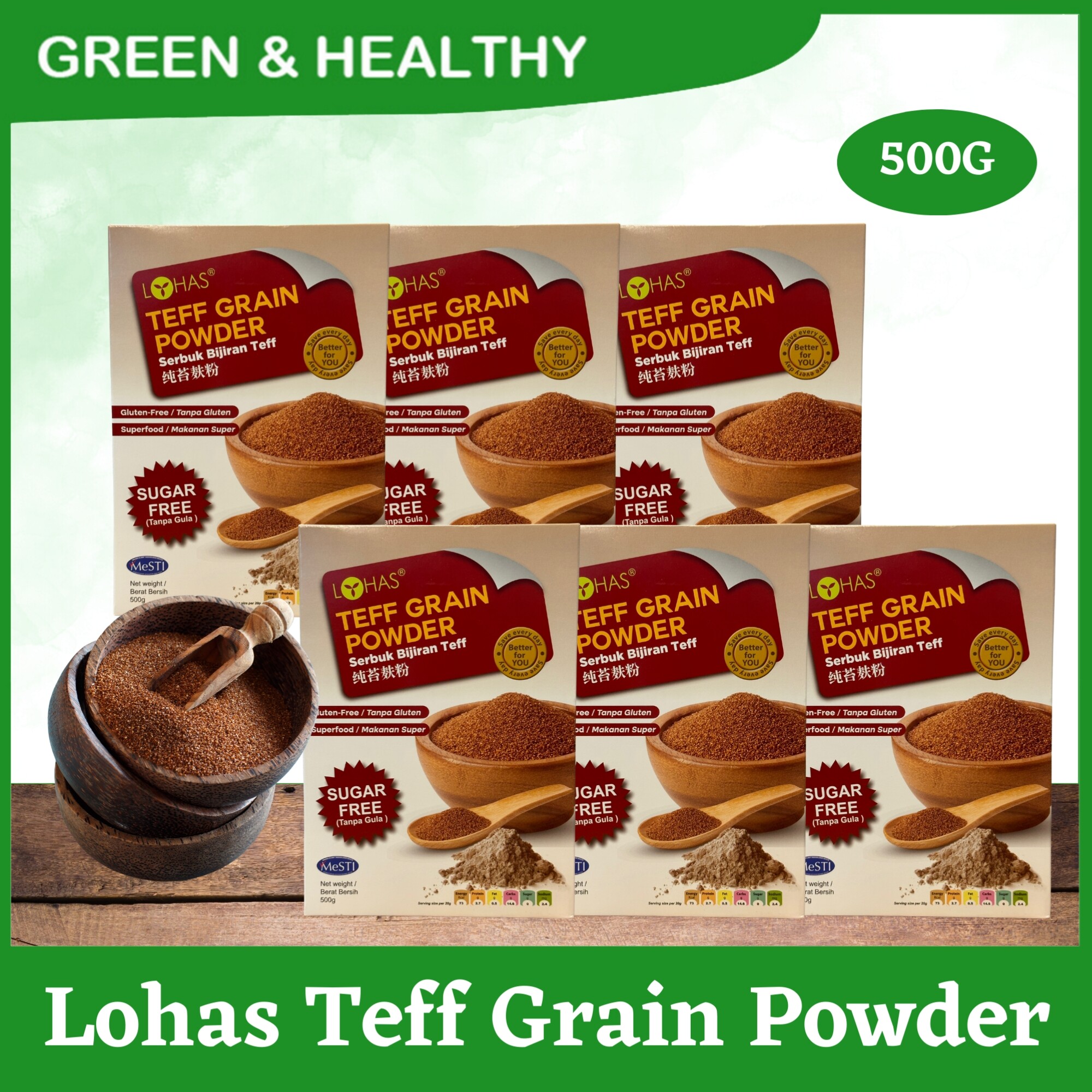 LOHAS Teff Grain Powder 500g 纯苔麸粉 GLUTEN FREE | Lazada