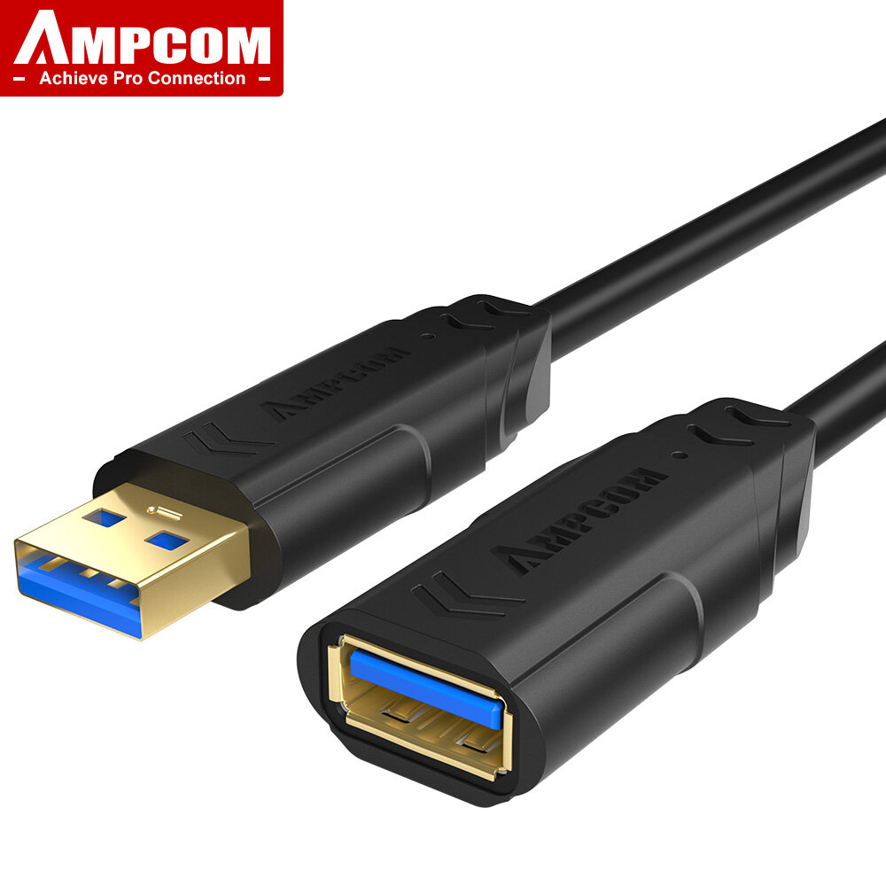 Ampcom usb to usb extension cable usb 3.0 extension cable 5gbps a male to a female adapter cord