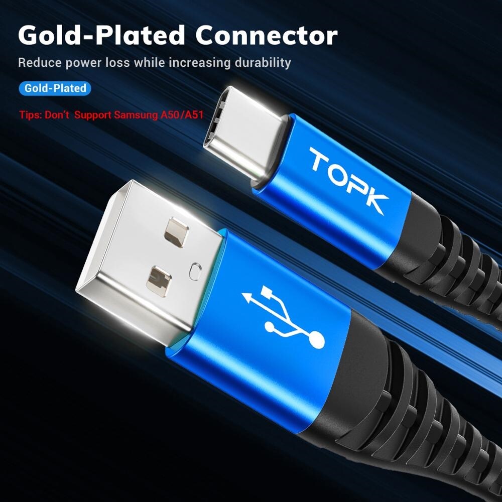 [ELEGANT] TOPK AN24 Micro USB Cable amp; Type C Cable 3A Fast Charging for Samsung Mobile Phone Data Cable Type-C for Xiaomi Redmi Note 8