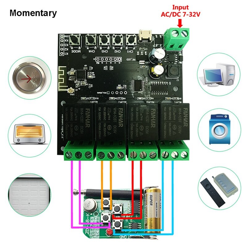 4CH Tuya Switch WiFi Switch Module Wireless Relay Smart Life APP Remote Control Smart Timer for Smart Home for Alexa