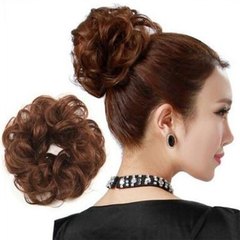 Woman Fake Hair Curly Elastic Scrunchies Lady Hair Band Hairpiece Synthetic Messy Chingnon Hairpiece