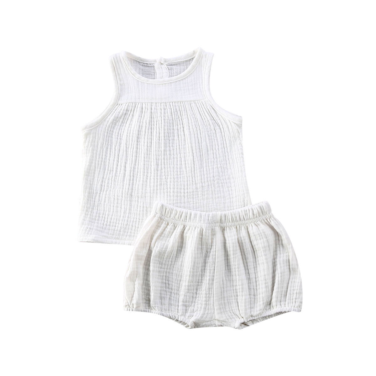Thorn Tree Newborn Clothing Summer Baby Boy Girls Clothes Cotton Linen Solid Sleeveless Tshirts Shorts Outfits