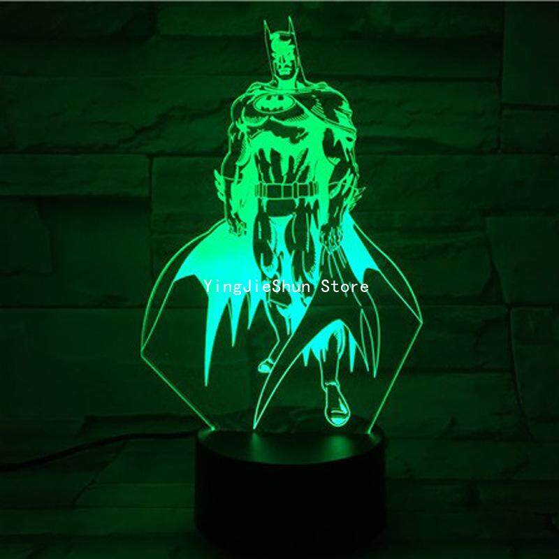 YJS Batman 3D Đèn Led Bầu Không Khí Đèn Bàn Cảm Ứng Nhiều Màu Sắc Màu Đèn Ngủ