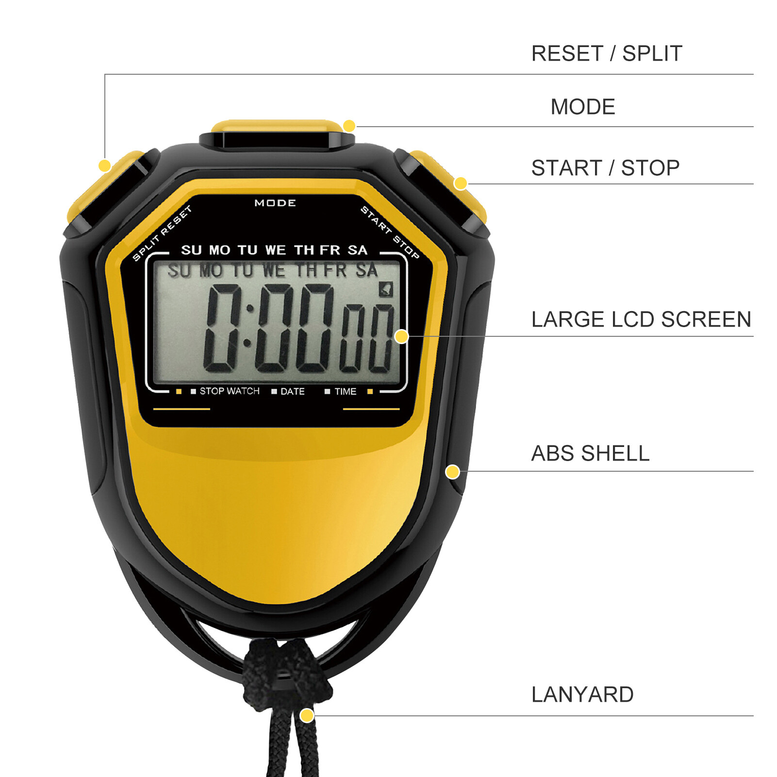 KKmoon Đồng hồ bấm giờ không thấm nước LCD kỹ thuật số cầm tay hẹn giờ