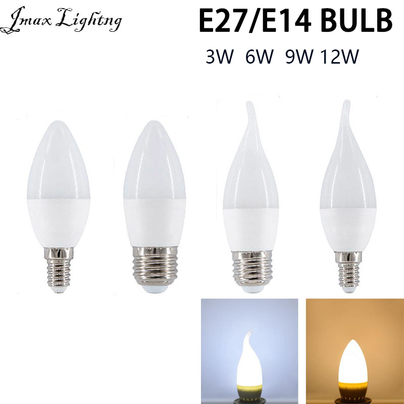 Jmax E14 LED Candle bulb E27 led light chandelier lamp Candle Bulbs 3W 5W 7W 9W Lamps Decoration Light Warm White Energy Saving