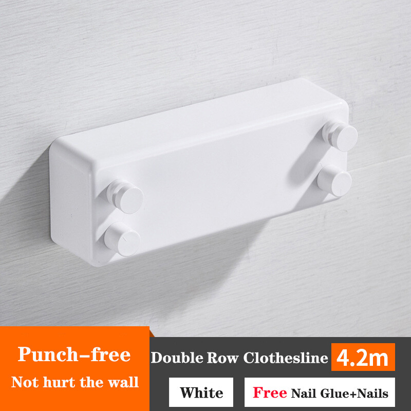 HKStorage Balcony Invisible Clothes Hanger Indoor Wall-Mounted Telescopic Clothesline Without Punching Dormitory Clothes Drying Artifact Double Version Other Storage