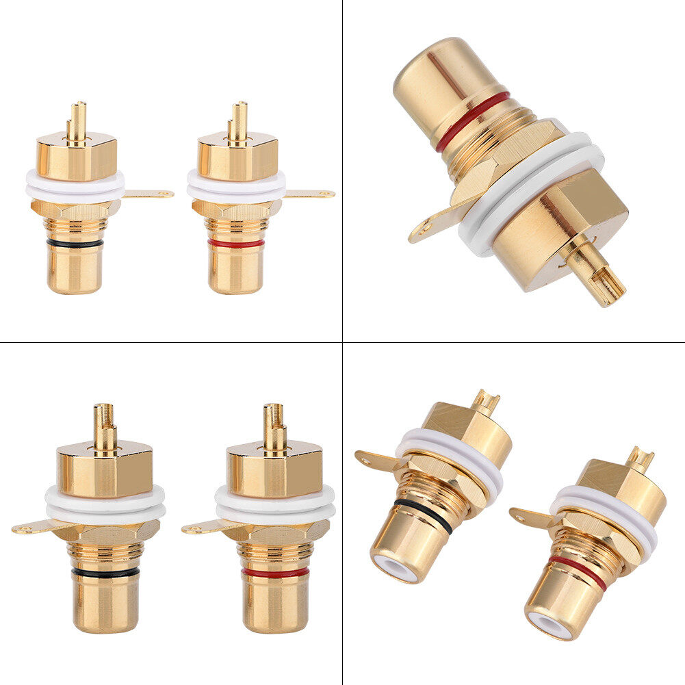 2 Cái Mạ Vàng Đồng Bảng Điều Khiển RCA Gắn Nữ Jack Terminal Ổ Cắm Kết Nối Âm Thanh