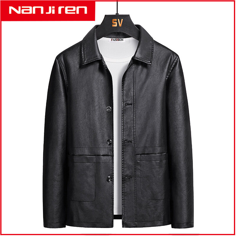 Nanjiren Men's Leather Self-cultivation Locomotive Men's Leather Jacket M-5XL