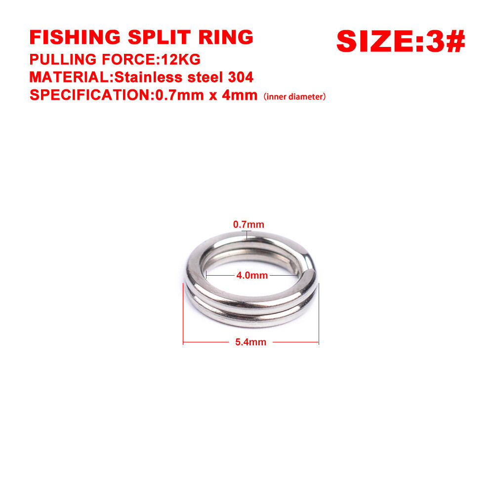 50pcs/lot High Quality Strengthen Solid Ring Lure Stainless Steel Split Rings Connecting Ring Fishing Ring