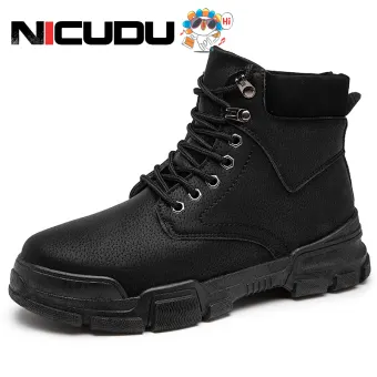 work boots black leather