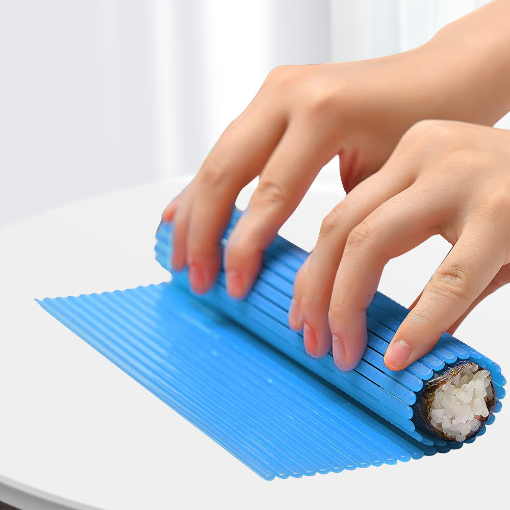 Kitchen Blue Sushi Rolling Mat Non-Stick Sushi Making Tool Japanese Plastic Sushi Rolling Maker Homemade DIY Sushi Plate Mat
