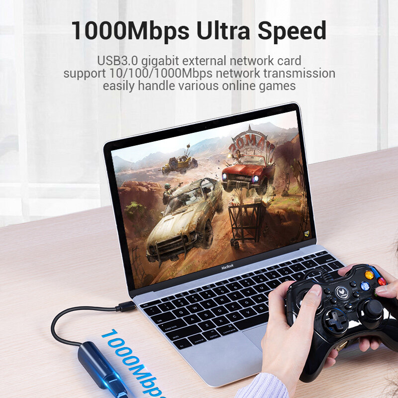 Vention Bộ Chuyển Đổi USB Type C Sang Gigabit Ethernet Áp Dụng Cho Giao Diện USB C Hỗ Trợ Tốc Độ Cực Nhanh 1000Mbps Cho Apple Macbook HuaWei Matebook Lenovo Notebook XiaoMi USB 3.1 USB C Sang Bộ Chuyển Đổi Ethernet Digibit