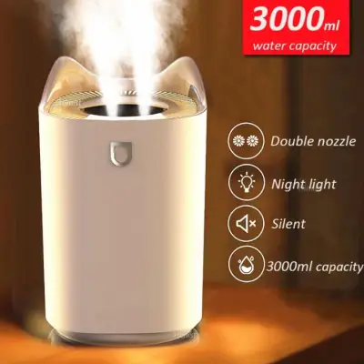 Home Air Humidifier 3000ML Double Nozzle Cool Mist Aroma Diffuser with Coloful LED light Heavy fog Ultrasonic USB Humidificador