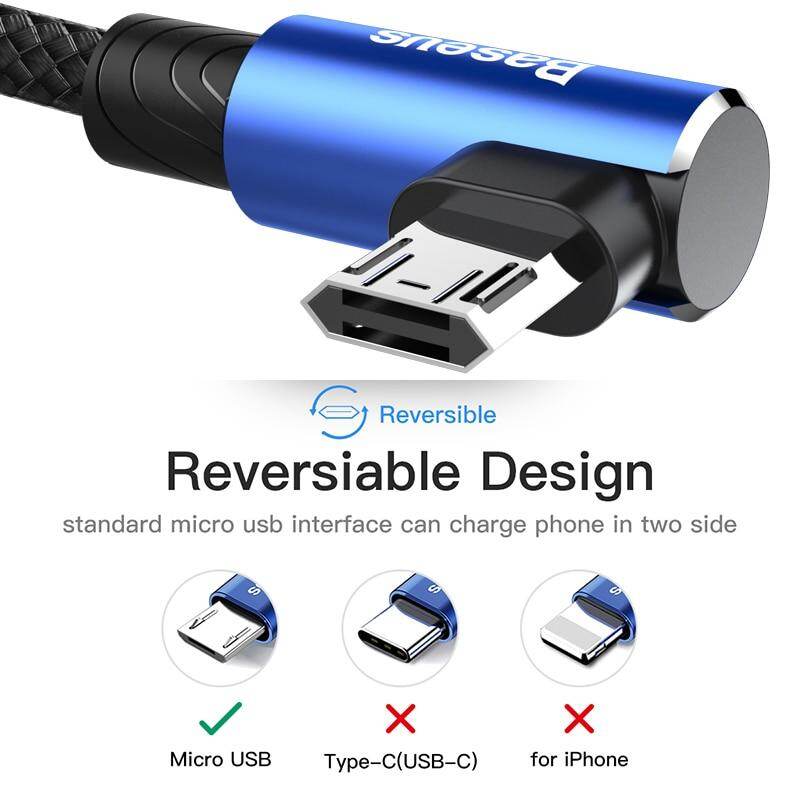 Baseus Cáp micro USB 1M / 2Meter 90 độ Cáp sạc nhanh Micpyb cho Samsung Xiaomi Android