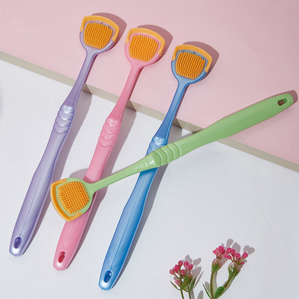 Dorisna Double-side Tongue Scraper Tongue Coating Cleaner Tongue Cleaning Oral Care Scraping Tongue Coating Brush