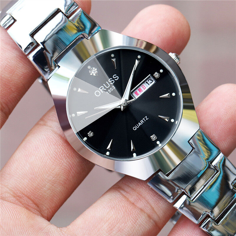 【Midsummer】watch for men new Swiss Korean Men's Watch Student Watch Steel Belt Calendar Couple Luminous Waterproof Non Mechanical Watchs Women Gift