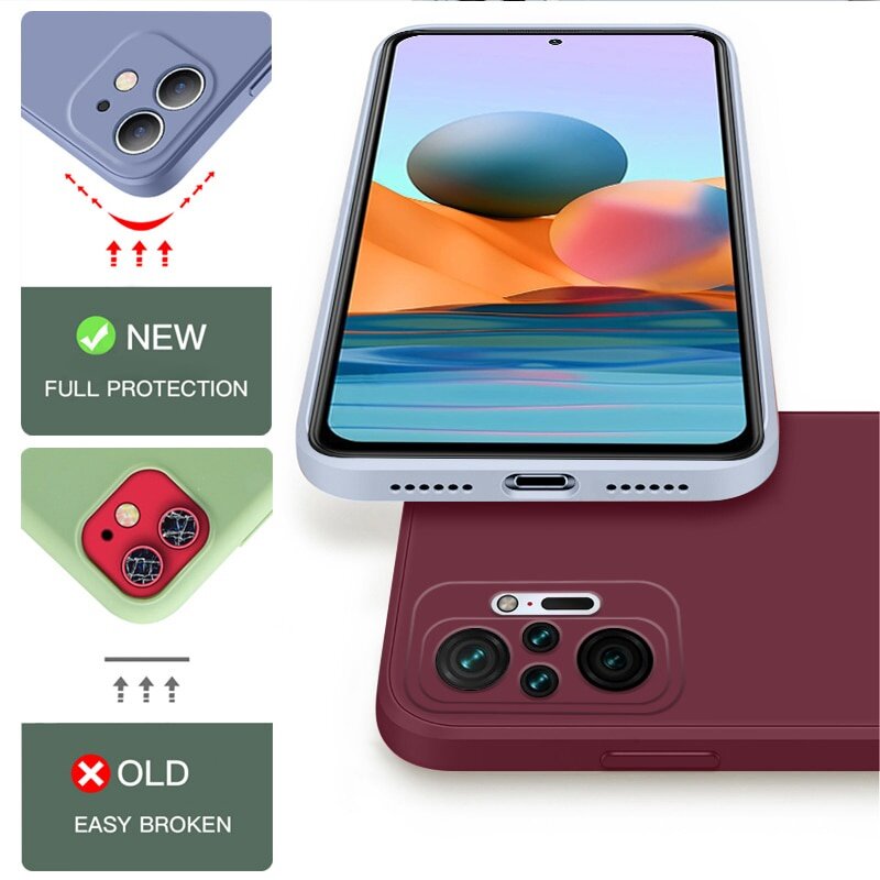 Ốp Cho Xiaomi Redmi Note 10 5G / 10 Pro / 10 S/Redmi10 Ốp Điện Thoại Silicon Lỏng Hình Vuông Ốp Lưng Note10 Note10s Note10Pro TPU Mềm Chống Sốc