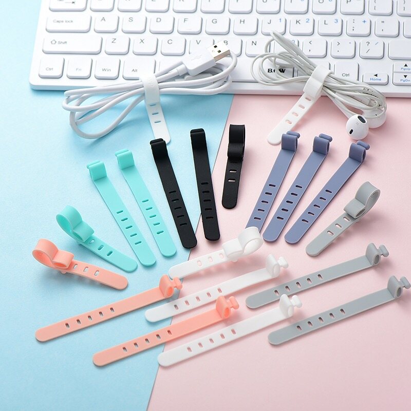 (1pcs) cuộn cáp silicon dây buộc cáp Máy cuộn dây dây tổ chức tai nghe USB dòng dữ liệu Bàn Phím kèm Chuột dây cáp chủ