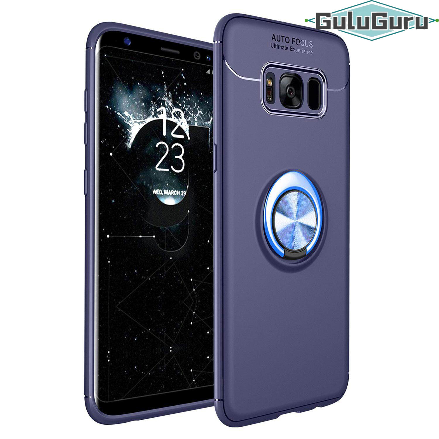 for Samsung S8Plus S8+ Case [Black Metal Ring Buckle] Soft TPU Back Case Cover, 360 Degree Rotating Invisible Ring Kickstand Holder Bracket, Can work with Car Mount, Shockproof, Impact Resistant