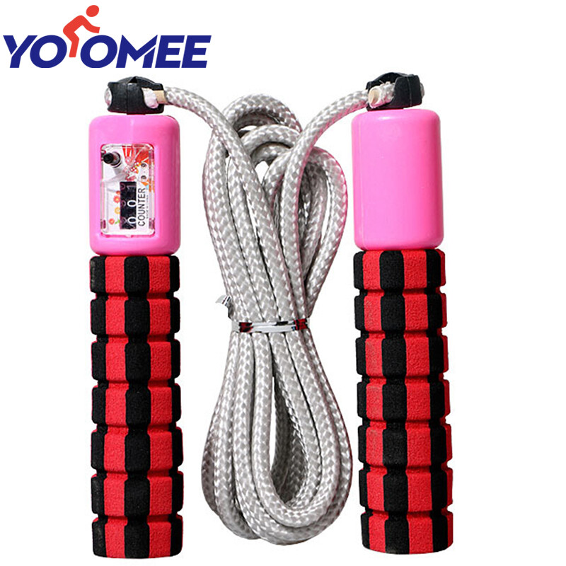 Yoomee Professional Counting Skip Rope Sponge Handle School Anti Slip Jump Rope Training Home Gym Electronic Jump Wire Sports Fitness Fat Burning