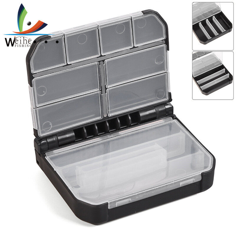 Weihe ABS Fishing Tackle Box 12 Activity Compartments Carp Fishing Tackle Case for Fishing Hook Swivel Ring Split Shot Storage Case