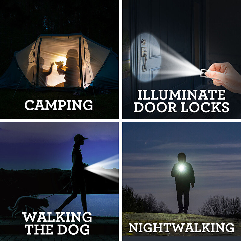 BOKALI 2PCS LED Keychain Light Bright Flashlight Keyring Camping Mini Pocket Torch