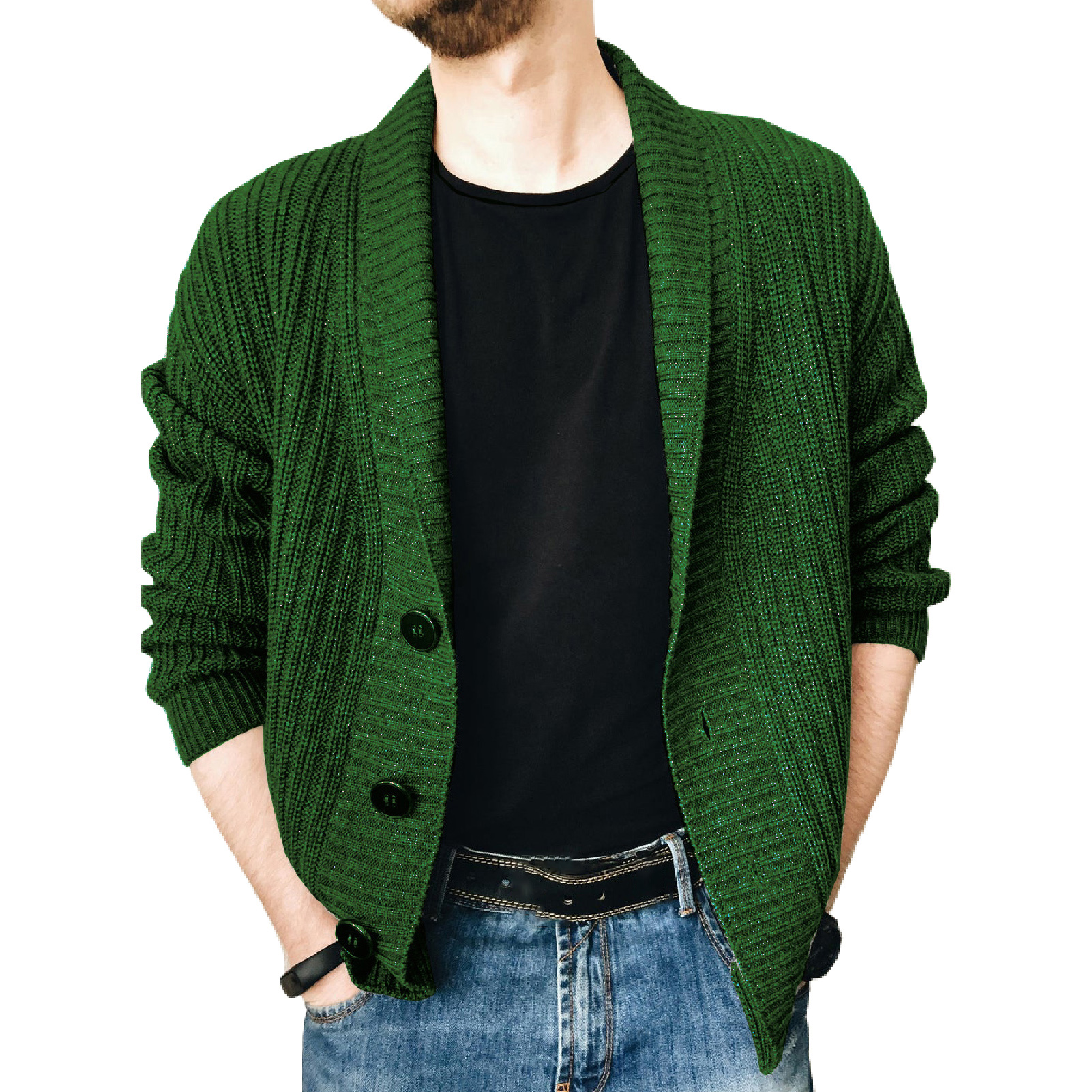 Simple Sweater Coat Solid Color Comfortable Simple Men Solid Color Knitted Sweater Coat for Outdoor