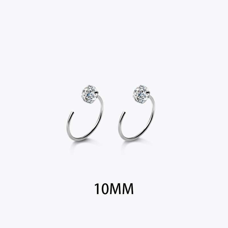 Stud Earrings Women's Four-claw Zircon Ear Bone Ring Ear Bone Stud Earrings Sleep Without Picking Simple A HELLO GIRL