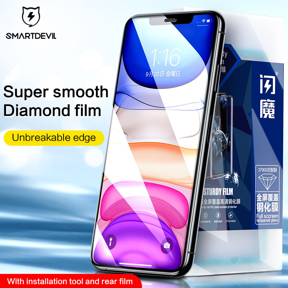 SmartDevil Super smooth Diamonds Screen Protector For iphone 11 11Pro 11Pro Max X XS XR XSmax Tempered Glass Film Full coverage Explosion-Proof Clear Anti-Bluelight 9H hardness