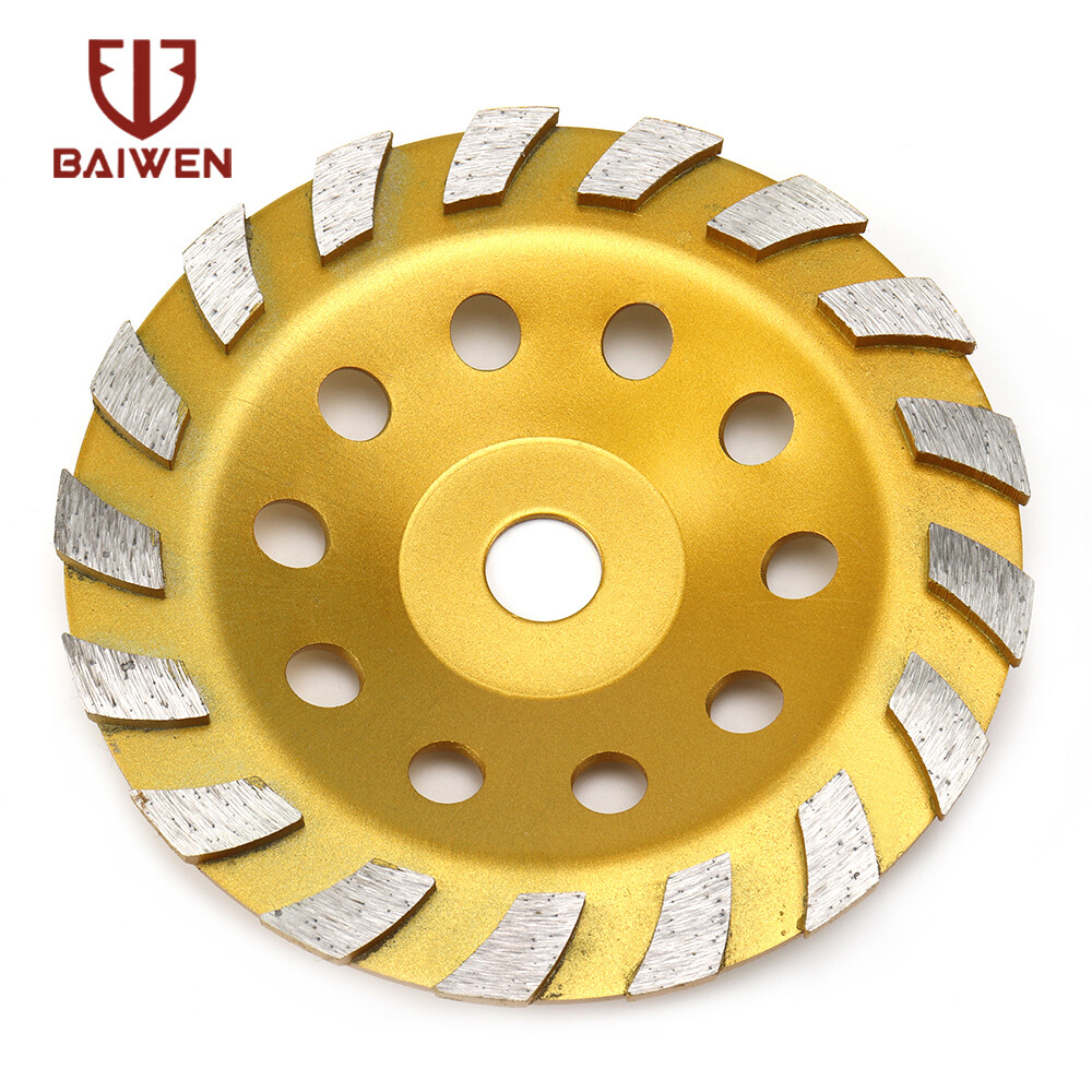 BAI WEN 4/5/6/7 inch Diamond Segment Grinding Wheel Grinding Tools Cup Grinder Disc for Concrete Granite Stone Floor Masonry Cut (100 125 150 180mm )