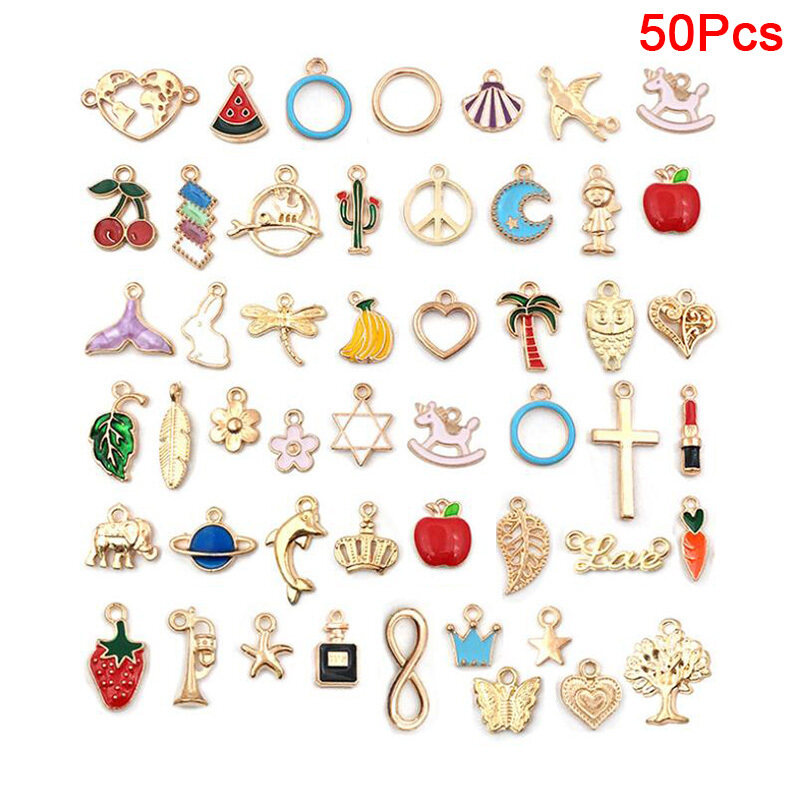 Shunhong Mặt Dây Chuyền Hạt Charm Tráng Men Hỗn Hợp Hoa Động Vật Tự Làm Vòng Tay Trang Sức Thủ Công
