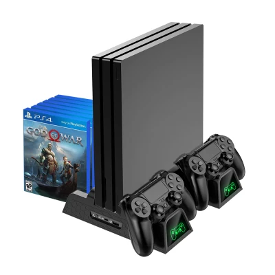 OIVO PS4/ Slim/ Pro Cooling Vertical Stand, Upgraded LED Cooling Fan and Controller Charging Dock with Game Card Storage