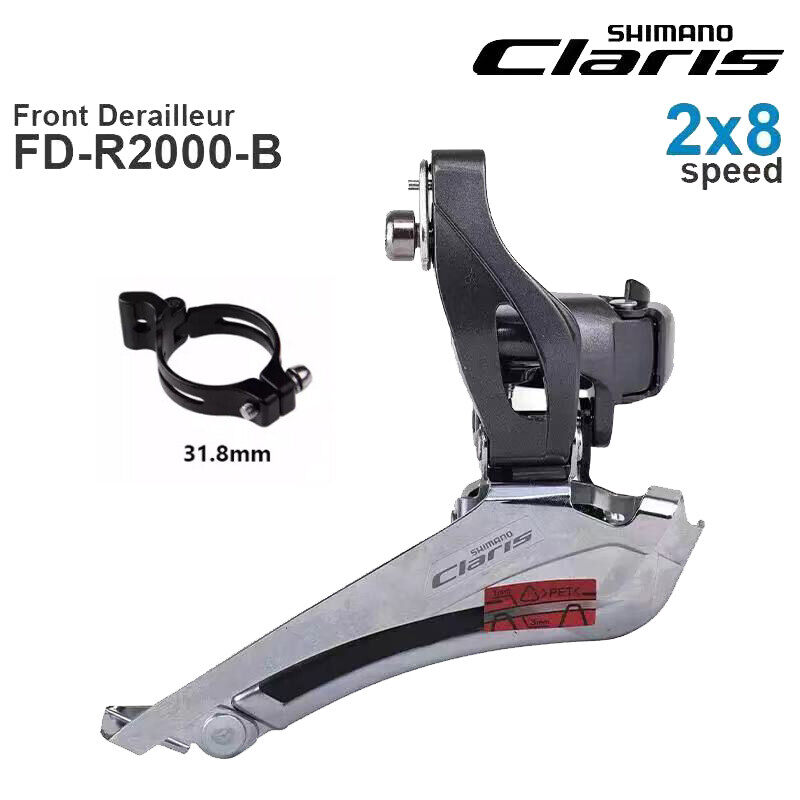 SHIMANO CLARIS R2000 Front Derailleur 2x8 Speed Road Bike Braze On Clamp 31.8mm Clamp 34.9mm Original Bike Accessories