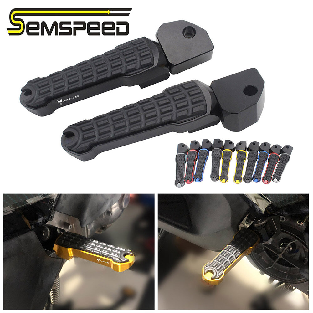 SEMSPEED Motorcycle Rear Footrest Foot Pedal Pegs Rests Passengers Footpegs For Yamaha MT15 MT-15 MT 15 2018-2023 2024
