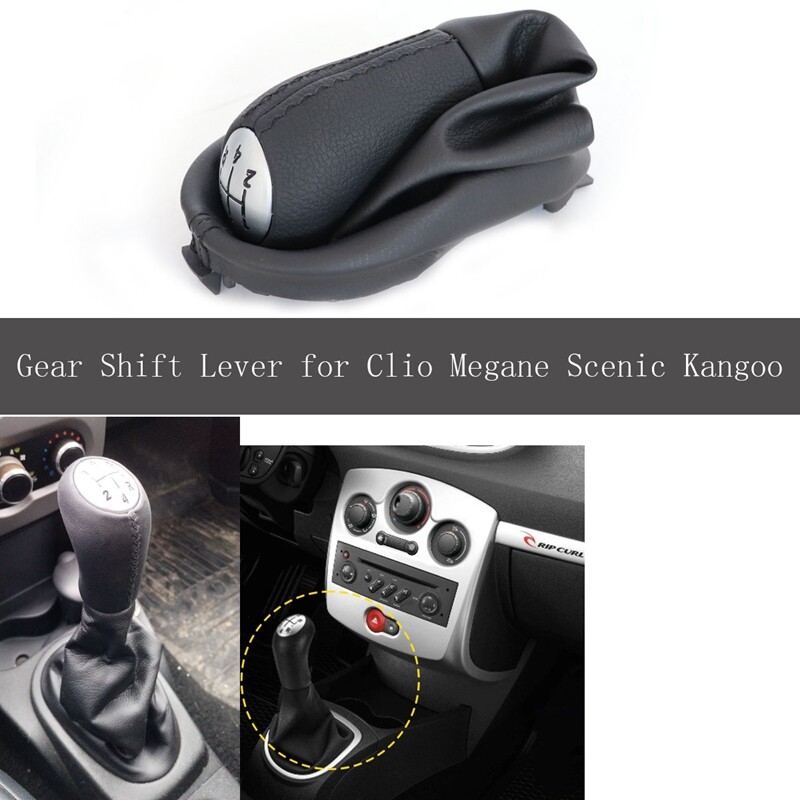 Car 5 Speed Maunal Gear Shift Knob Lever with Boot Cover for Renault Clio 2 II Clio 3 III Megane 2 II Scenic 2 II Kangoo