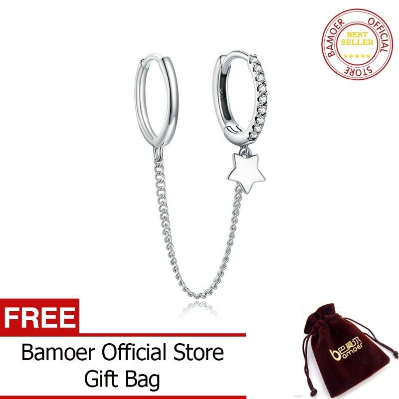 BAMOER Khuyên Tai Whisperer Ngôi Sao Bạc Thật 925 Đối Với Phụ Nữ, Tuyên Bố Đám Cưới, Ngọc Trai Thanh Lịch Earing 2020 New SCE914