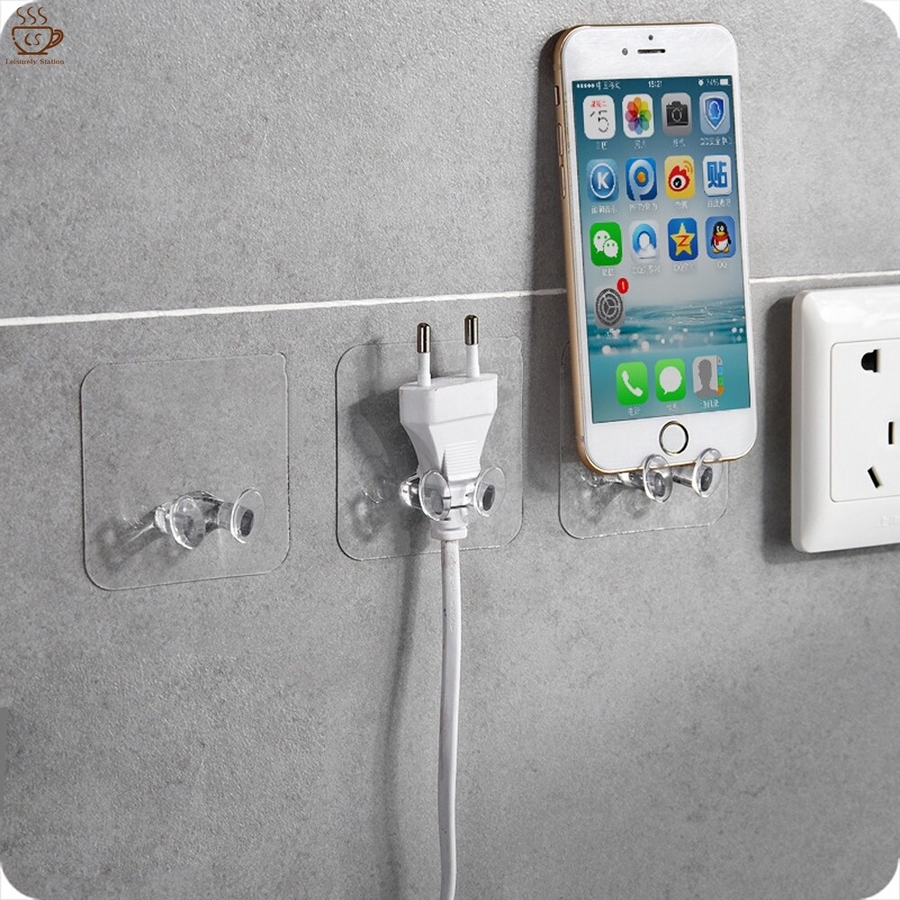 1/5pcs Multifunctional Wall-mounted Storage Hook/USB Cord Power Plug Socket Bracket/cable Storage Box/home Office Super Glue Hanger/high-quality Wall-mounted Self-adhesive Hook