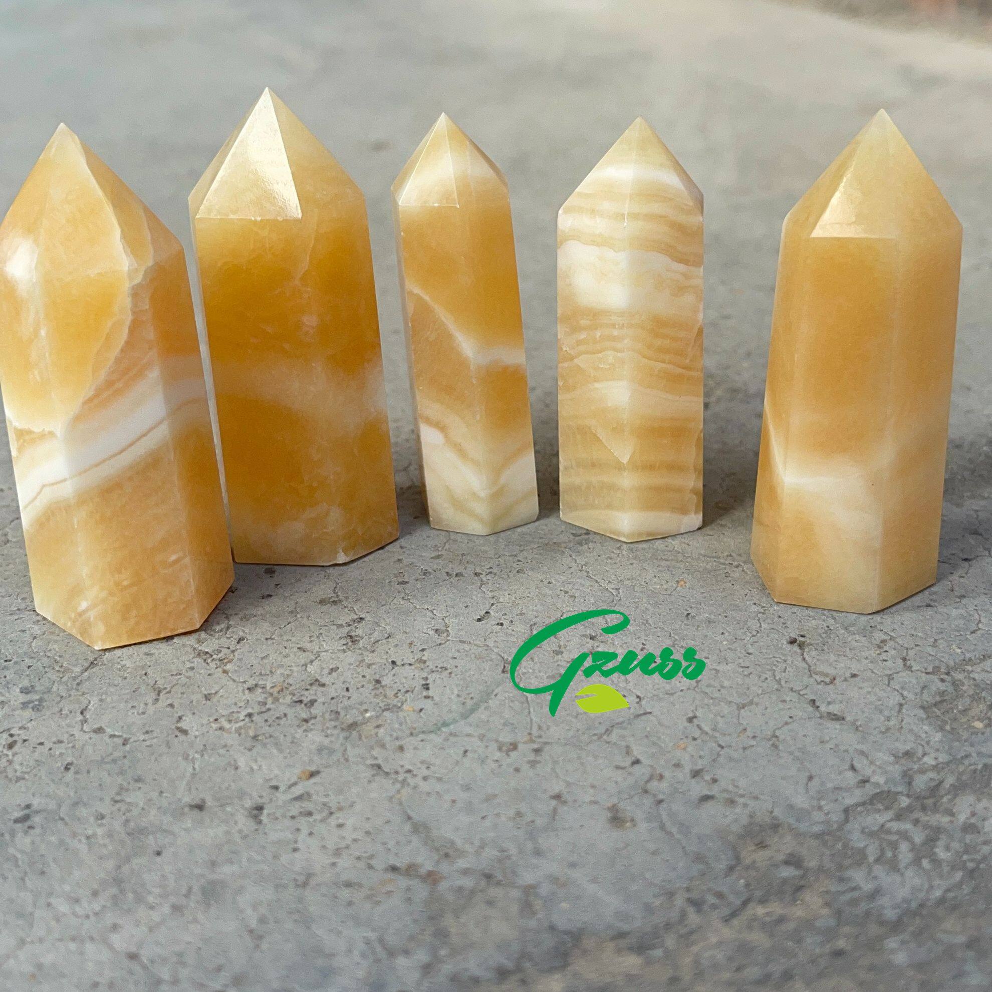 Orange Calcite Tower 5-7cm Orange Calcite Point - Rough Orange Calcite - Healing Crystals and Stones - Natural Orange Calcite