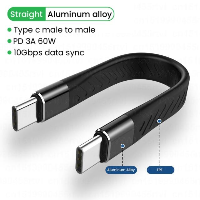 Usb type c to usb c 3.1 gen2 10gbps data cable for macbook pro usb c pd 60w 3a qc3.0 fast charge video ssd short usb cord wire