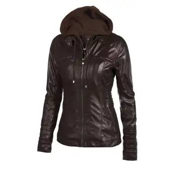 women's leather jackets with hood