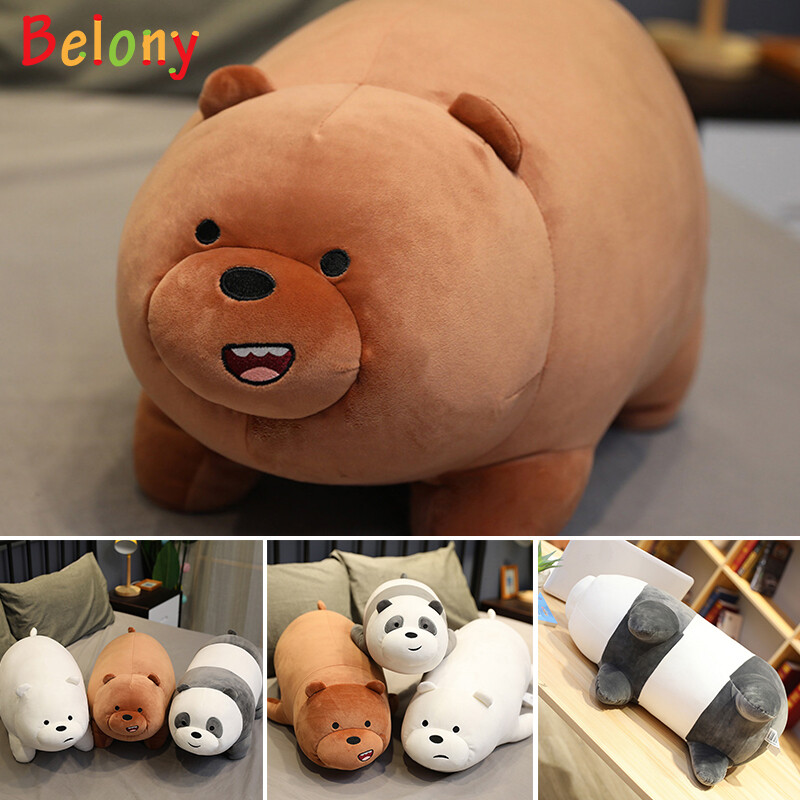 Belony We Bare Bears Plush Doll Ice Bear/Grizzly/Panda Stuffed Toy The Three Bare Bears Cartoon Figure Cushion Ornament for Kid