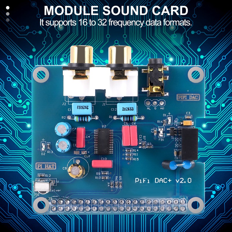 PIFI Digi DAC+ HIFI DAC Audio Sound Card Module I2S interface for Raspberry pi 3 2 Model B B+ Digital Audio Card Pinboard V2.0 Board SC08