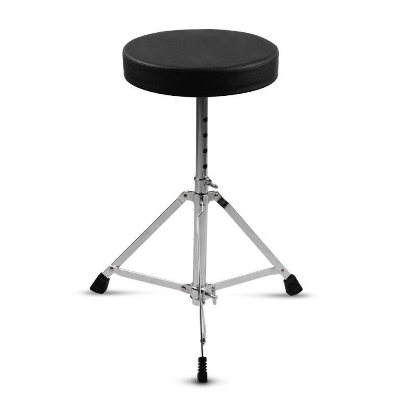 Universal Drum Throne Round Padded Drum Seat Stool Single-braced Stainless Steel Legs Anti-slip 5 Levels Adajustable Height for Adult Drummers